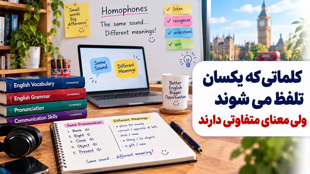 کلماتی که یکسان تلفظ می شوند ولی معانی متفاوتی دارند